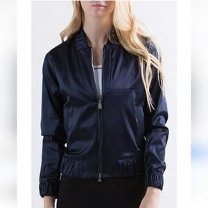 Athletic Propulsion Labs APL Varsity Jacket Satin Navy Blue Size Small